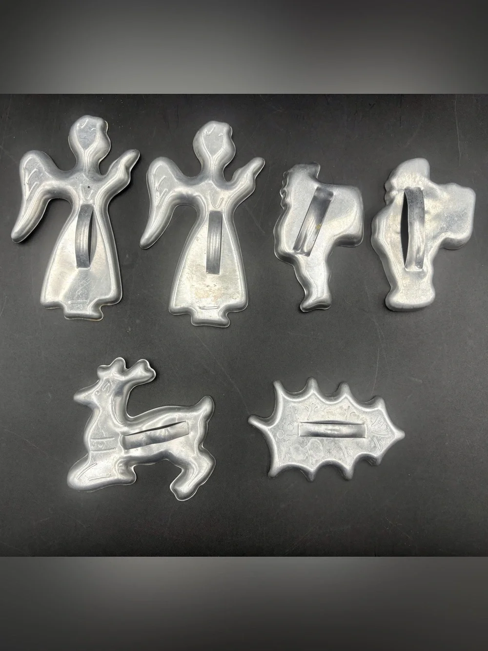 Vintage 1960s Aluminum Cookie Cutters Handles Holidays Christmas Farmhouse